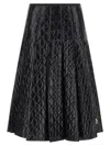 Moncler Quilted Pleated Midi Skirt In Black