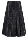 Moncler Quilted Pleated Midi Skirt In Black