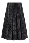 Moncler Gonna Quilted Pleated Shell Midi Skirt In Black