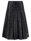 Moncler Gonna Quilted Pleated Shell Midi Skirt In Black