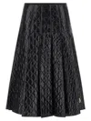Moncler Gonna Quilted Pleated Shell Midi Skirt In Black