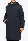Moncler Larezila Hood Long Parka Jacket In Blue