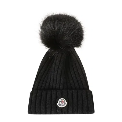 Pre-owned Moncler Large Fur Pom Pom Hat 'black' | Women's Size Onesize