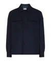 Moncler Jacket Wool Blend Chest Pockets In Navy Blue