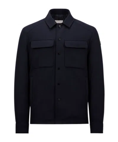 Moncler Larribet Cashmere Down Shirt Jacket Blue