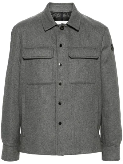Moncler Doudoune-chemise Larribet En Cachemire In Grey