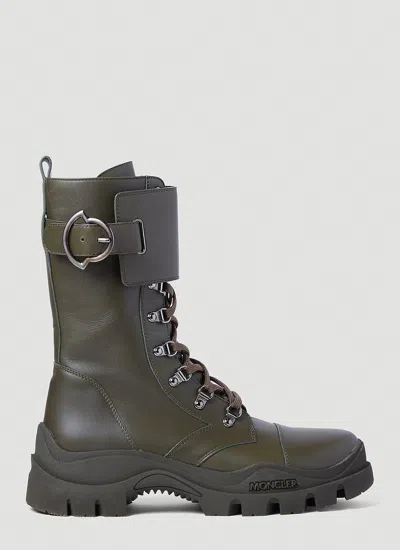 Moncler Larue Buckle Ankle Boots In Khaki