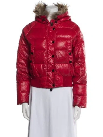 Pre-owned Moncler Late 2000's - Early 2010's Alpin Fur Jacket In Red