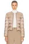 Moncler Laurine Lightweight Short Puffer Jacket In Beige