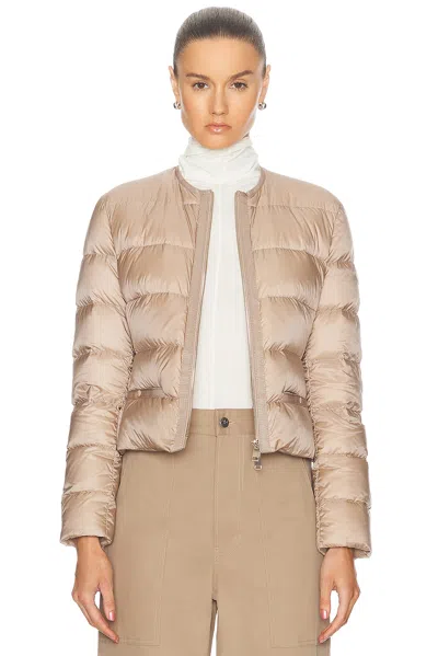 Moncler Laurine Lightweight Short Puffer Jacket In Stone