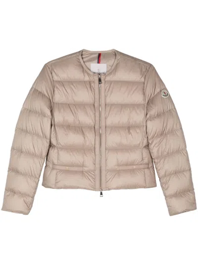 Moncler Laurine Quilted Puffer Jacket In Beis