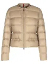 Moncler Laurine Lightweight Short Puffer Jacket In Beige