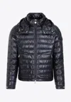 Moncler Men's Lauros Hooded Short Down Jacket In Navy