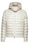 Moncler Lauros Logo Patch Zip-up Hooded Jacket In Neutral