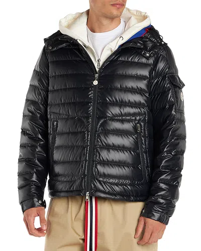 Moncler Lauros Short Hooded Down Jacket Polyester In Blue