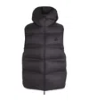 Moncler Logo Patch Hooded Down Gilet In Blue