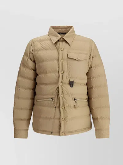 Moncler Lavachey Quilted Down Jacket With Flap Pocket In Beige