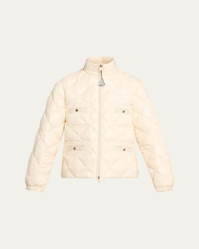 Moncler Lavaret Quilted Short Down Jacket In White