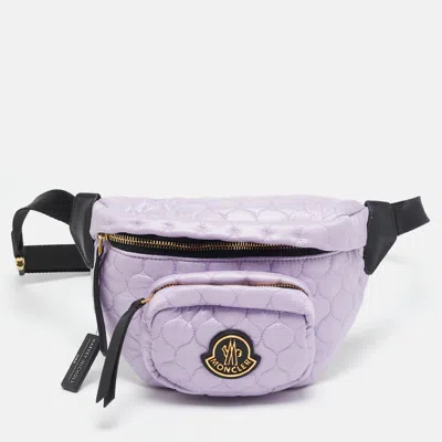Pre-owned Moncler Lavender/black Quilted Nylon And Leather Felicie Belt Bag