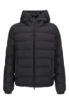 Moncler Hooded Down Jacket Featuring Elastic Cuffs In Black