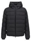 Moncler Hooded Down Jacket Featuring Elastic Cuffs In Black
