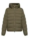 Moncler Laveraet Short Down Jacket With Hood In Green