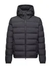 Moncler Hooded Down Jacket Featuring Elastic Cuffs In Black