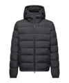 Moncler Hooded Down Jacket Featuring Elastic Cuffs In Black