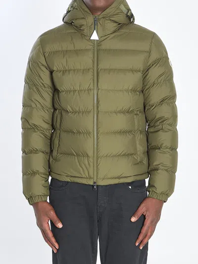 Moncler Men Baudinet Down Jacket With Logo Patch In Green