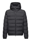 Moncler Hooded Down Jacket Featuring Elastic Cuffs In Black