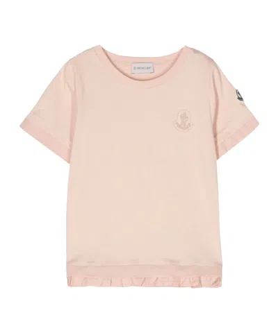 Moncler Layered Cotton T-shirt In Pink
