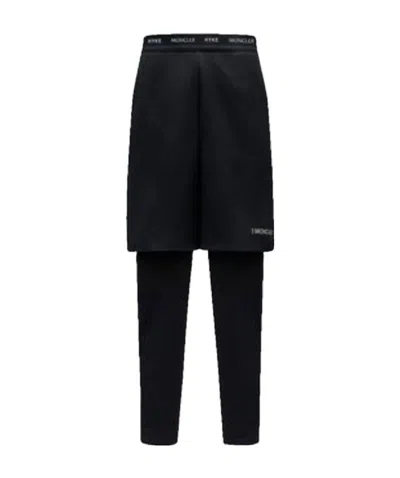 Moncler Layered-detail Straight Trousers In Blue