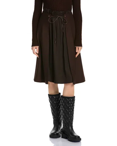 Moncler Layered Look Drawstring Waist Skirt In Brown