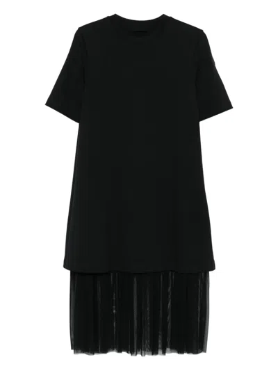 Moncler Layered Midi Dress In Black