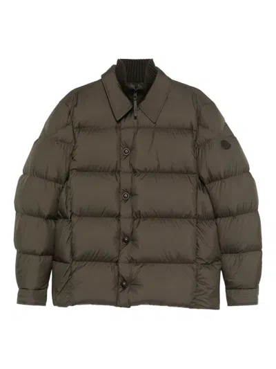 Moncler Layered Padded Jacket In Brown