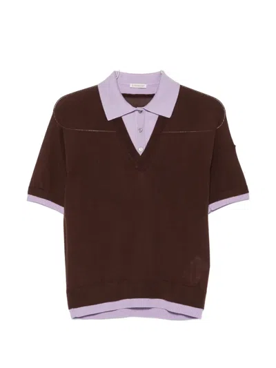Moncler Layered-effect Buttoned Polo Shirt In Brown