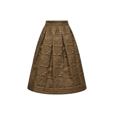 Moncler Leaf-quilted Padded A-line Skirt, Women, Brown, Size: 40