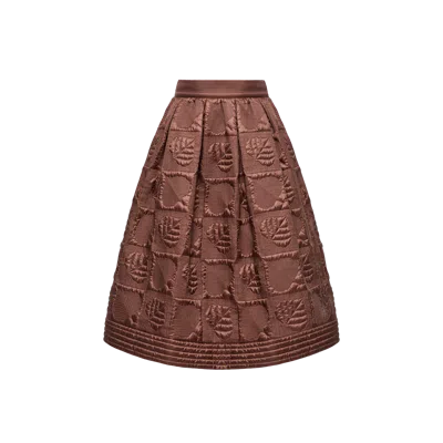 Moncler Leaf-quilted Padded A-line Skirt, Women, Brown, Size: 40 In Burgundy