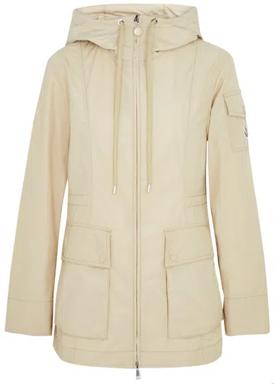 Moncler Leandro Hooded Shell Jacket In Beige