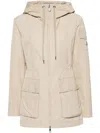Moncler Short Parka With Stand-up Collar And Flap Pockets In Neutrals