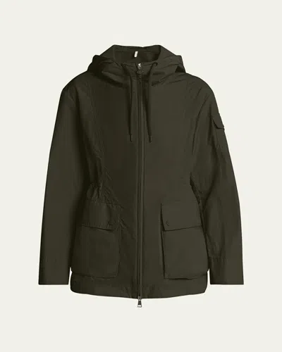 Moncler Leandro Short Hooded Parka In Green