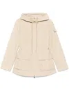 Moncler Short Parka With Stand-up Collar And Flap Pockets In Beige
