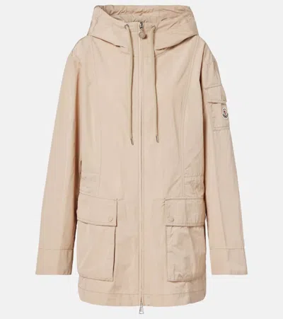 Moncler Leandro Technical Poplin Parka In Brown