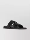 Moncler Leather And Fabric Flat Sole Sandals In Black
