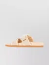 Moncler Women Mon Summer Leather Sandals With Nylon Details In Neutral