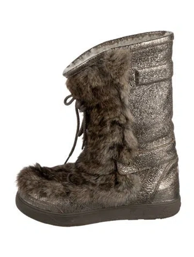 Pre-owned Moncler Leather Animal Print Lace-up Boots