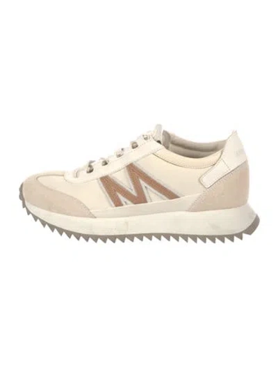 Pre-owned Moncler Leather Athletic Sneakers In Neutrals