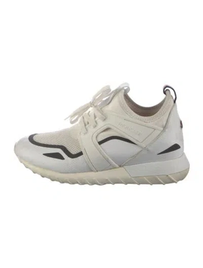 Pre-owned Moncler Leather Athletic Sneakers In White