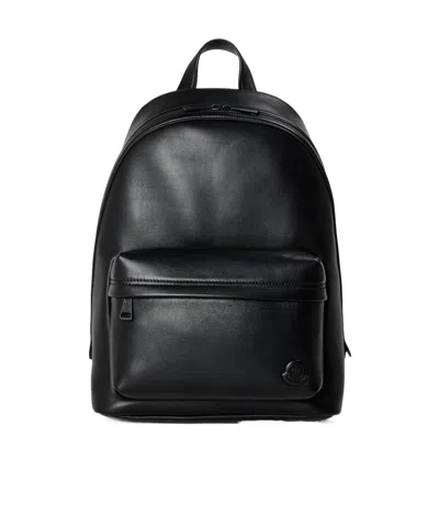 Moncler Leather Backpack In Black