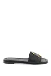 Moncler Black Leather Bell Slippers In Black